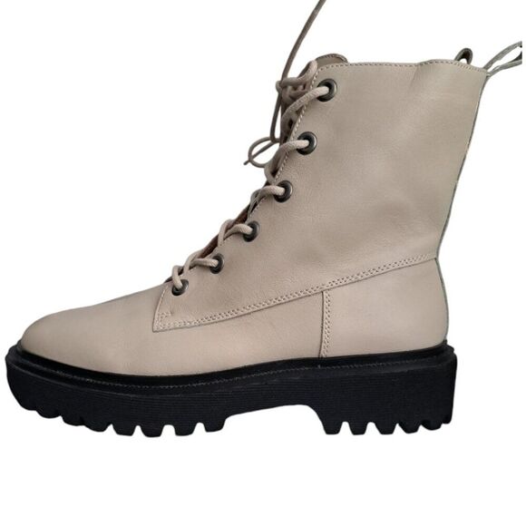 Madewell The Rayna Lace Up Boot in Leather Cream Harvest Moon Women's Sz 8.5 - Picture 5 of 8